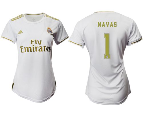 Women's Real Madrid #1 Navas Home Soccer Club Jersey Women's Real Madrid #1 Navas Home Soccer Club Jersey