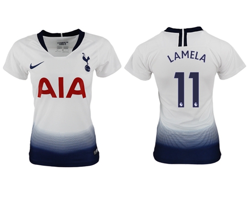 Women's Tottenham Hotspur #11 Lamela Home Soccer Club Jersey