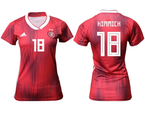 Women's Germany #18 Kimmich Away Soccer Country Jersey Women's Germany #18 Kimmich Away Soccer Country Jersey