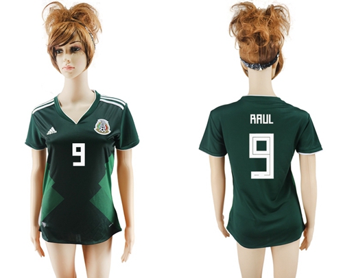 Women's Mexico #9 Raul Home Soccer Country Jersey Women's Mexico #9 Raul Home Soccer Country Jersey