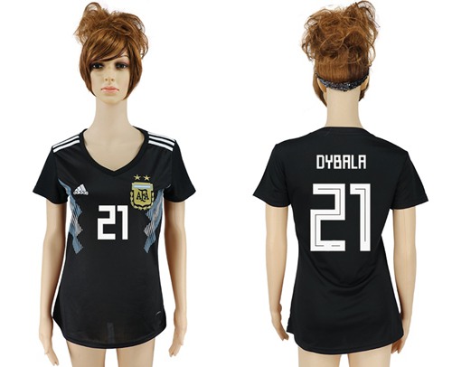Women's Argentina #21 Dybala Away Soccer Country Jersey Women's Argentina #21 Dybala Away Soccer Country Jersey