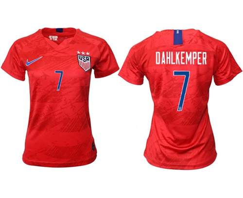 Women's USA #7 Dahlkemper Away Soccer Country Jersey Women's USA #7 Dahlkemper Away Soccer Country Jersey