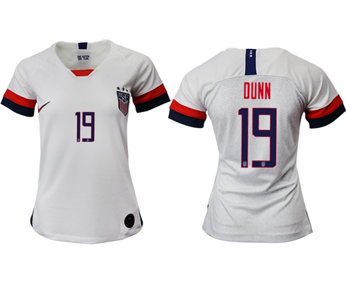 Women's USA #19 Dunn Home Soccer Country Jersey Women's USA #19 Dunn Home Soccer Country Jersey