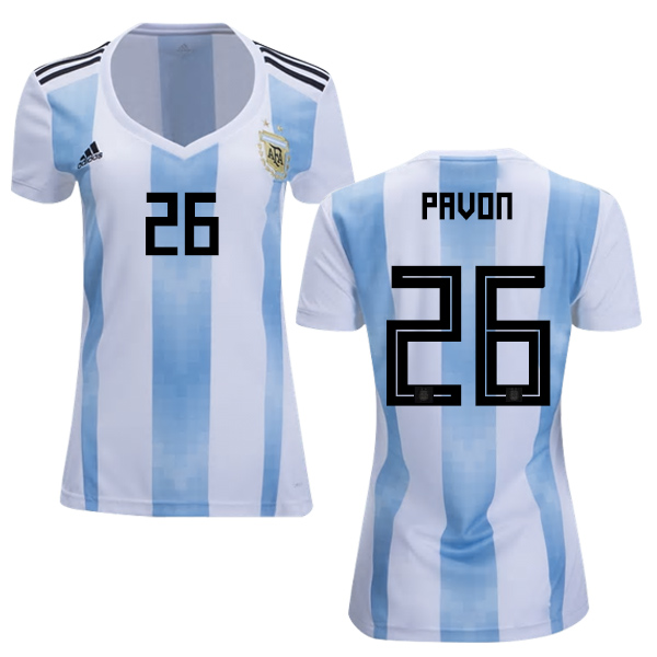 Women's Argentina #26 Pavon Home Soccer Country Jersey Women's Argentina #26 Pavon Home Soccer Country Jersey