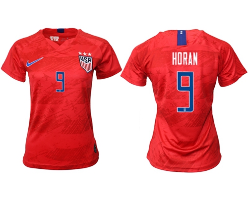 Women's USA #9 Horan Away Soccer Country Jersey Women's USA #9 Horan Away Soccer Country Jersey