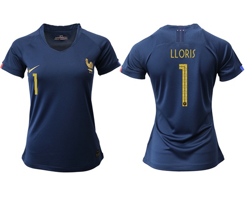 Women's France #1 LLORIS Home Soccer Country Jersey Women's France #1 LLORIS Home Soccer Country Jersey