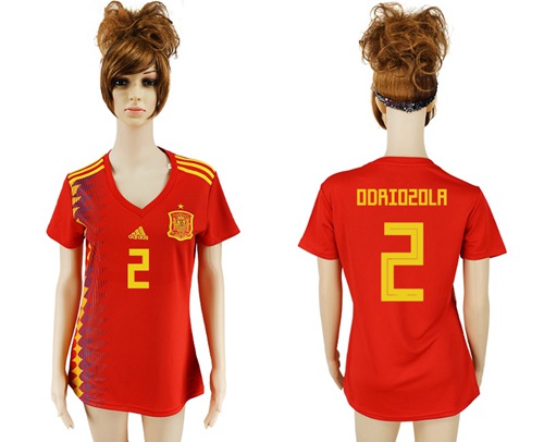 Women's Spain #2 Odriozola Red Home Soccer Country Jersey Women's Spain #2 Odriozola Red Home Soccer Country Jersey