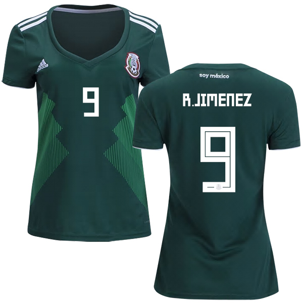 Women's Mexico #9 R.Jimenez Home Soccer Country Jersey Women's Mexico #9 R.Jimenez Home Soccer Country Jersey