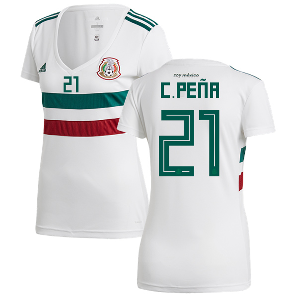 Women's Mexico #21 C.Pena Away Soccer Country Jersey Women's Mexico #21 C.Pena Away Soccer Country Jersey
