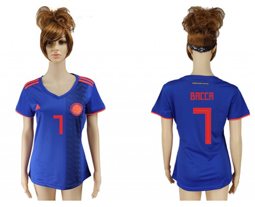 Women's Colombia #7 Bacca Away Soccer Country Jersey