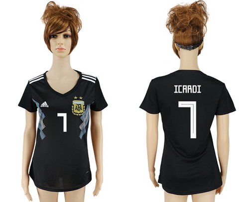 Women's Argentina #7 Icardi Away Soccer Country Jersey Women's Argentina #7 Icardi Away Soccer Country Jersey
