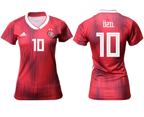 Women's Germany #10 Ozil Away Soccer Country Jersey