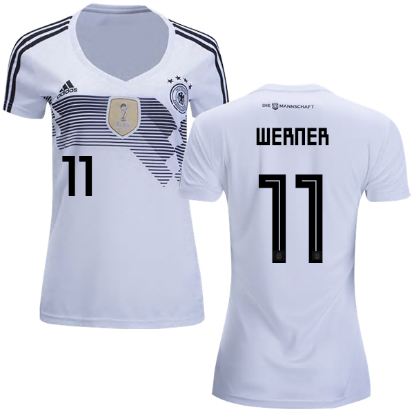 Women's Germany #11 Werner White Home Soccer Country Jersey Women's Germany #11 Werner White Home Soccer Country Jersey