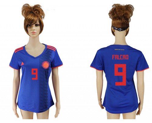 Women's Colombia #9 Falcao Away Soccer Country Jersey Women's Colombia #9 Falcao Away Soccer Country Jersey