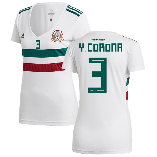 Women's Mexico #3 Y.Corona Away Soccer Country Jersey Women's Mexico #3 Y.Corona Away Soccer Country Jersey