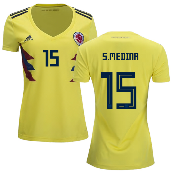Women's Colombia #15 S.Medina Home Soccer Country Jersey Women's Colombia #15 S.Medina Home Soccer Country Jersey