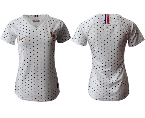 Women's France Blank Away Soccer Country Jersey Women's France Blank Away Soccer Country Jersey
