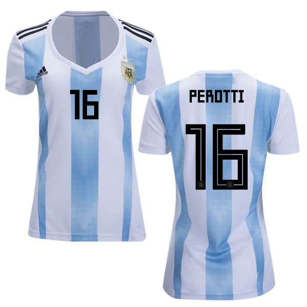 Women's Argentina #16 Perotti Home Soccer Country Jersey Women's Argentina #16 Perotti Home Soccer Country Jersey