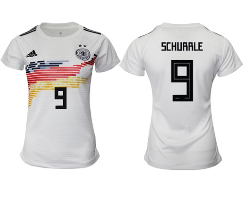 Women's Germany #9 Schurrle White Home Soccer Country Jersey Women's Germany #9 Schurrle White Home Soccer Country Jersey