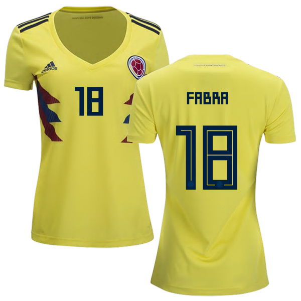 Women's Colombia #18 Fabra Home Soccer Country Jersey Women's Colombia #18 Fabra Home Soccer Country Jersey