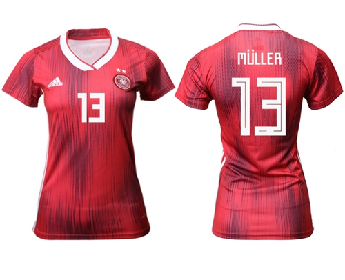 Women's Germany #13 Muller Away Soccer Country Jersey Women's Germany #13 Muller Away Soccer Country Jersey