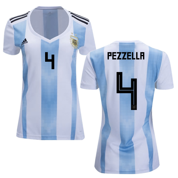 Women's Argentina #4 Pezzella Home Soccer Country Jersey Women's Argentina #4 Pezzella Home Soccer Country Jersey