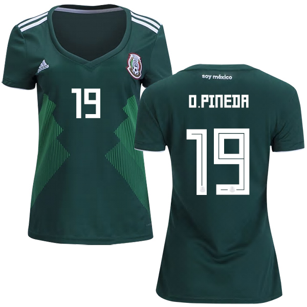 Women's Mexico #19 O.Pineda Home Soccer Country Jersey Women's Mexico #19 O.Pineda Home Soccer Country Jersey