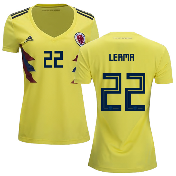Women's Colombia #22 Lerma Home Soccer Country Jersey Women's Colombia #22 Lerma Home Soccer Country Jersey