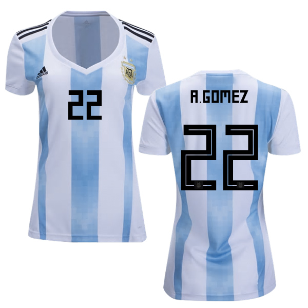 Women's Argentina #22 A.Gomez Home Soccer Country Jersey Women's Argentina #22 A.Gomez Home Soccer Country Jersey
