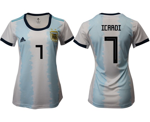 Women's Argentina #7 Icardi Home Soccer Country Jersey Women's Argentina #7 Icardi Home Soccer Country Jersey