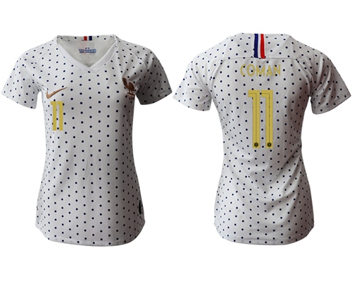 Women's France #11 Coman Away Soccer Country Jersey Women's France #11 Coman Away Soccer Country Jersey