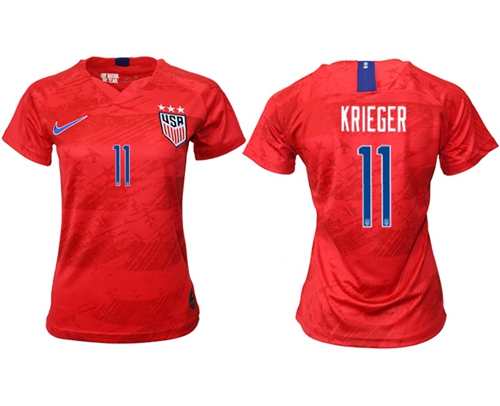Women's USA #11 Krieger Away Soccer Country Jersey Women's USA #11 Krieger Away Soccer Country Jersey