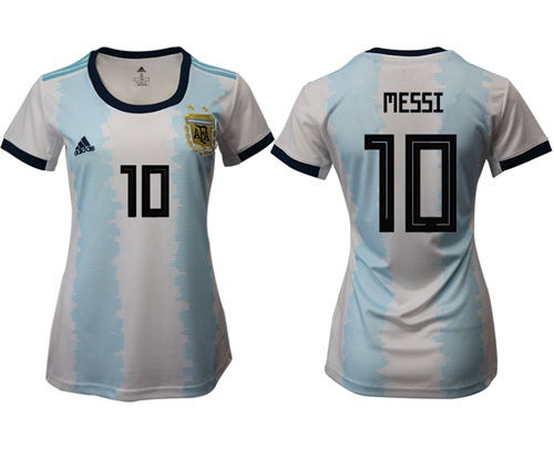 Women's Argentina #10 Messi Home Soccer Country Jersey Women's Argentina #10 Messi Home Soccer Country Jersey