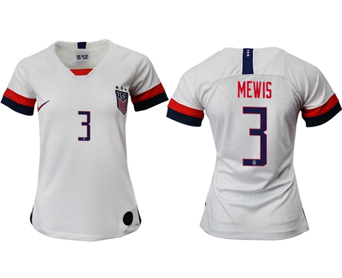 Women's USA #3 Mewis Home Soccer Country Jersey Women's USA #3 Mewis Home Soccer Country Jersey