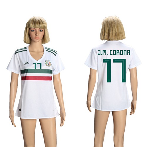 Women's Mexico #17 J.M.Corona Away Soccer Country Jersey Women's Mexico #17 J.M.Corona Away Soccer Country Jersey