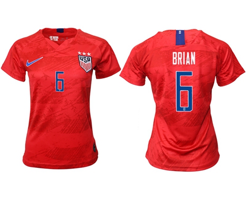 Women's USA #6 Brian Away Soccer Country Jersey Women's USA #6 Brian Away Soccer Country Jersey