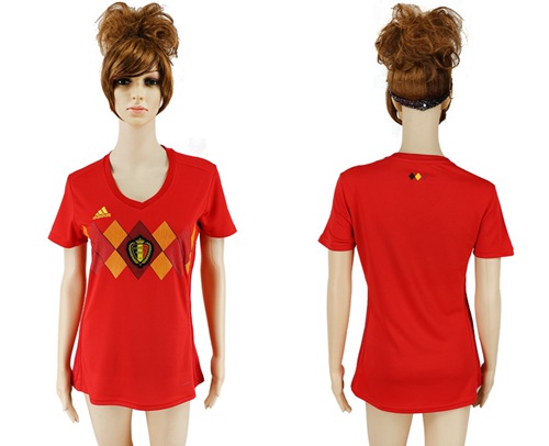 Women's Belgium Blank Red Home Soccer Country Jersey Women's Belgium Blank Red Home Soccer Country Jersey