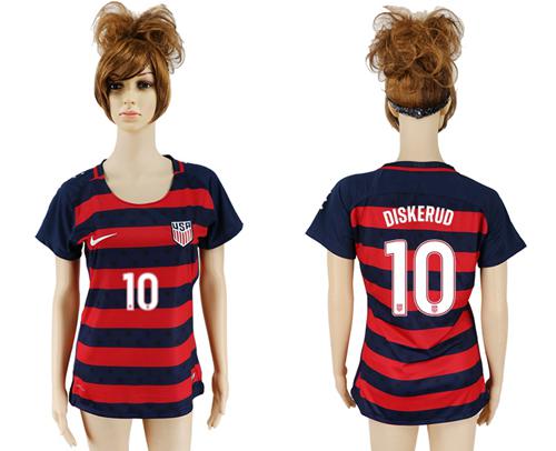 Women's USA #10 Diskerud Away Soccer Country Jersey Women's USA #10 Diskerud Away Soccer Country Jersey