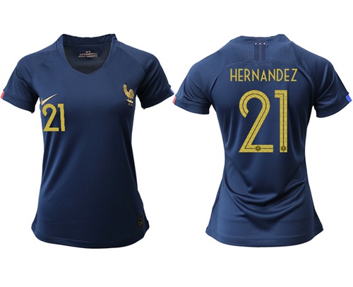 Women's France #21 Hernandez Home Soccer Country Jersey Women's France #21 Hernandez Home Soccer Country Jersey