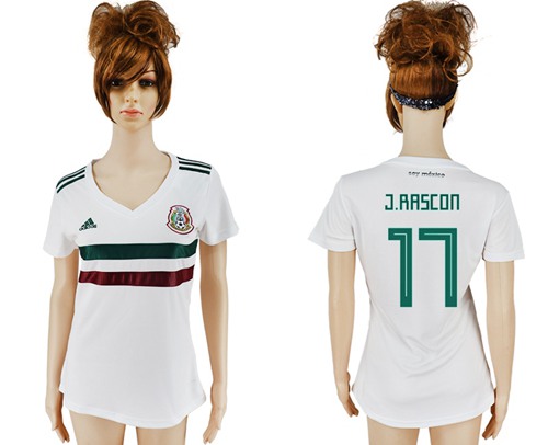 Women's Mexico #17 J.Rascon Away Soccer Country Jersey Women's Mexico #17 J.Rascon Away Soccer Country Jersey