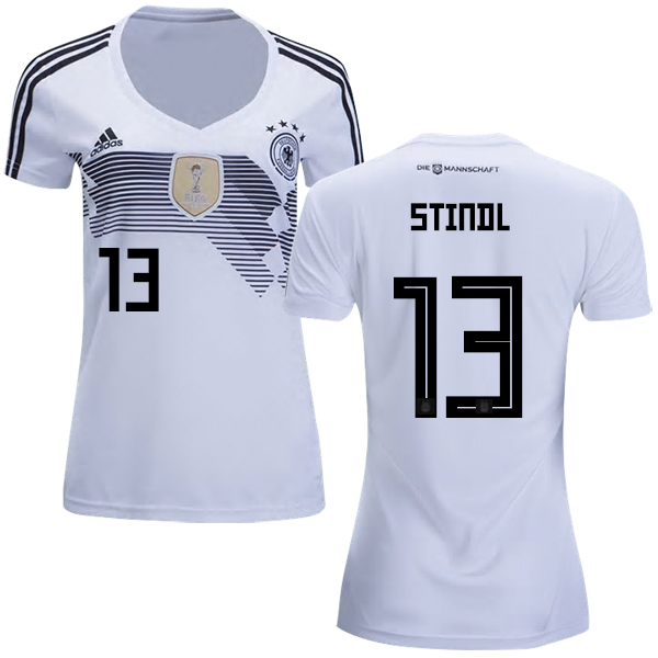 Women's Germany #13 Stindl White Home Soccer Country Jersey Women's Germany #13 Stindl White Home Soccer Country Jersey