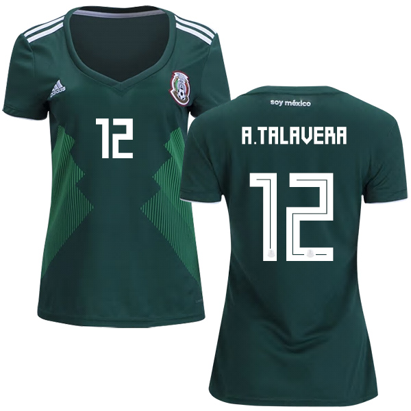 Women's Mexico #12 A.Talavera Home Soccer Country Jersey Women's Mexico #12 A.Talavera Home Soccer Country Jersey
