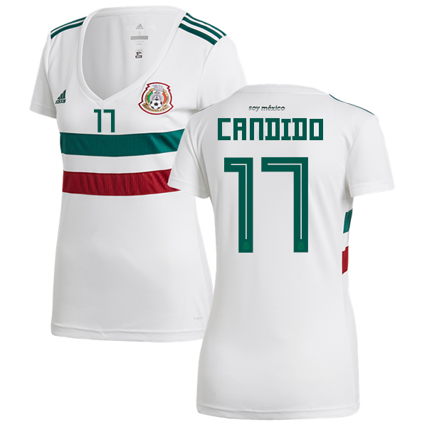Women's Mexico #17 Candido Away Soccer Country Jersey Women's Mexico #17 Candido Away Soccer Country Jersey