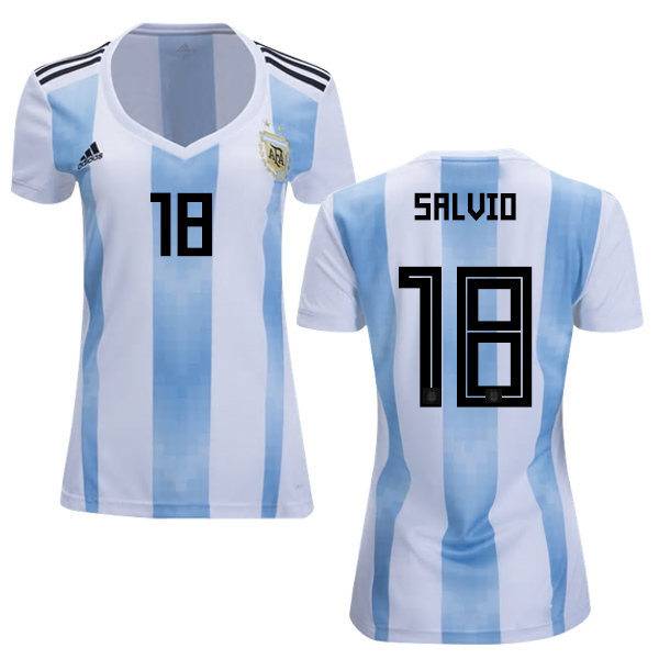 Women's Argentina #18 Salvio Home Soccer Country Jersey Women's Argentina #18 Salvio Home Soccer Country Jersey