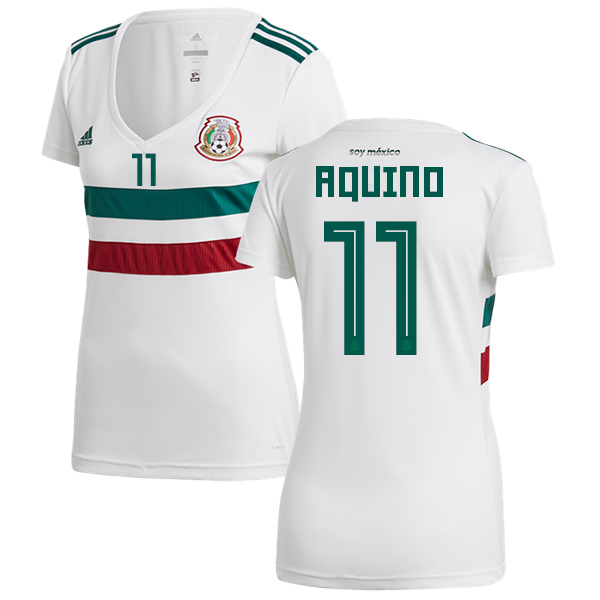 Women's Mexico #11 Aquino Away Soccer Country Jersey Women's Mexico #11 Aquino Away Soccer Country Jersey