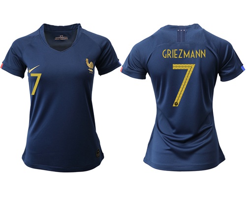 Women's France #7 Griezmann Home Soccer Country Jersey Women's France #7 Griezmann Home Soccer Country Jersey