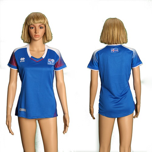 Women's Iceland Blank Home Soccer Country Jersey Women's Iceland Blank Home Soccer Country Jersey
