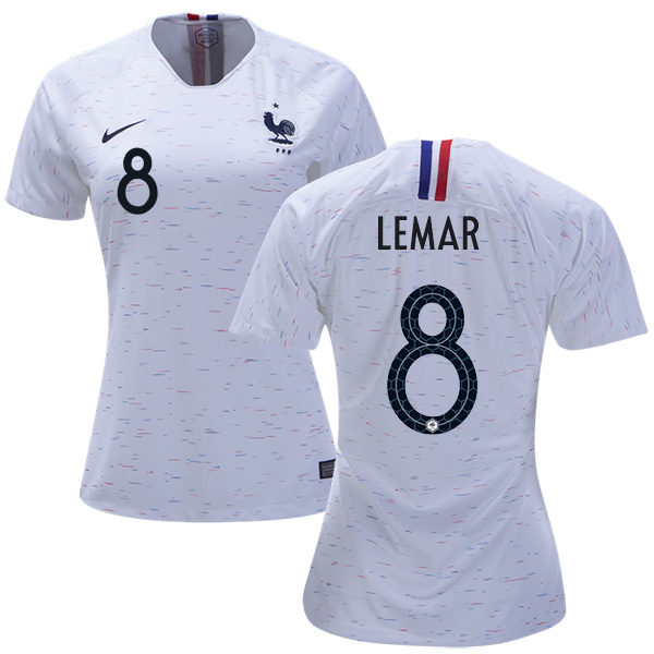 Women's France #8 Lemar Away Soccer Country Jersey Women's France #8 Lemar Away Soccer Country Jersey