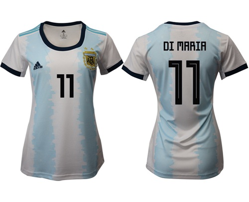 Women's Argentina #11 Di Maria Home Soccer Country Jersey Women's Argentina #11 Di Maria Home Soccer Country Jersey