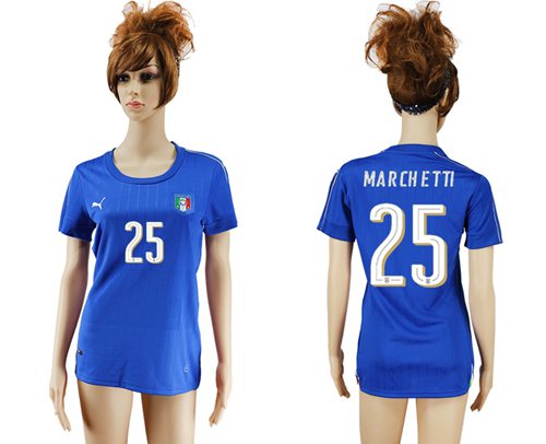 Women's Italy #25 Marchetti Home Soccer Country Jersey Women's Italy #25 Marchetti Home Soccer Country Jersey
